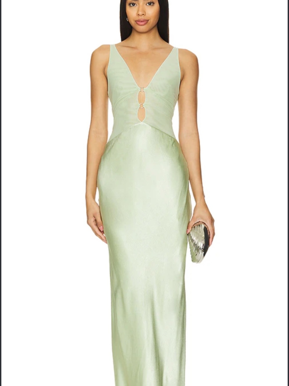 Bec & Bridge Sage Green Satin Keyhole Maxi Dress